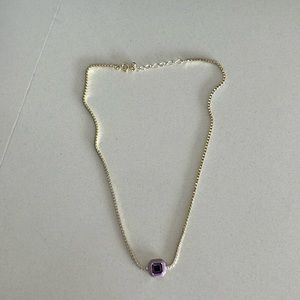 925 sterling silver Purple square tennis necklace/choker